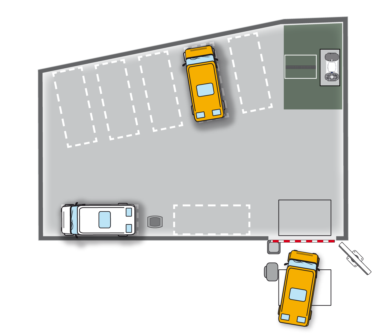 Schéma du 2ème scénario d'implantation d'aire de stationnement de camping-cars